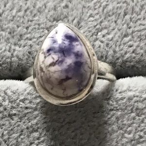 New Sterling Silver Purple Teardrop Morado Violet Flame Opal Ring Sz 7 Crystal